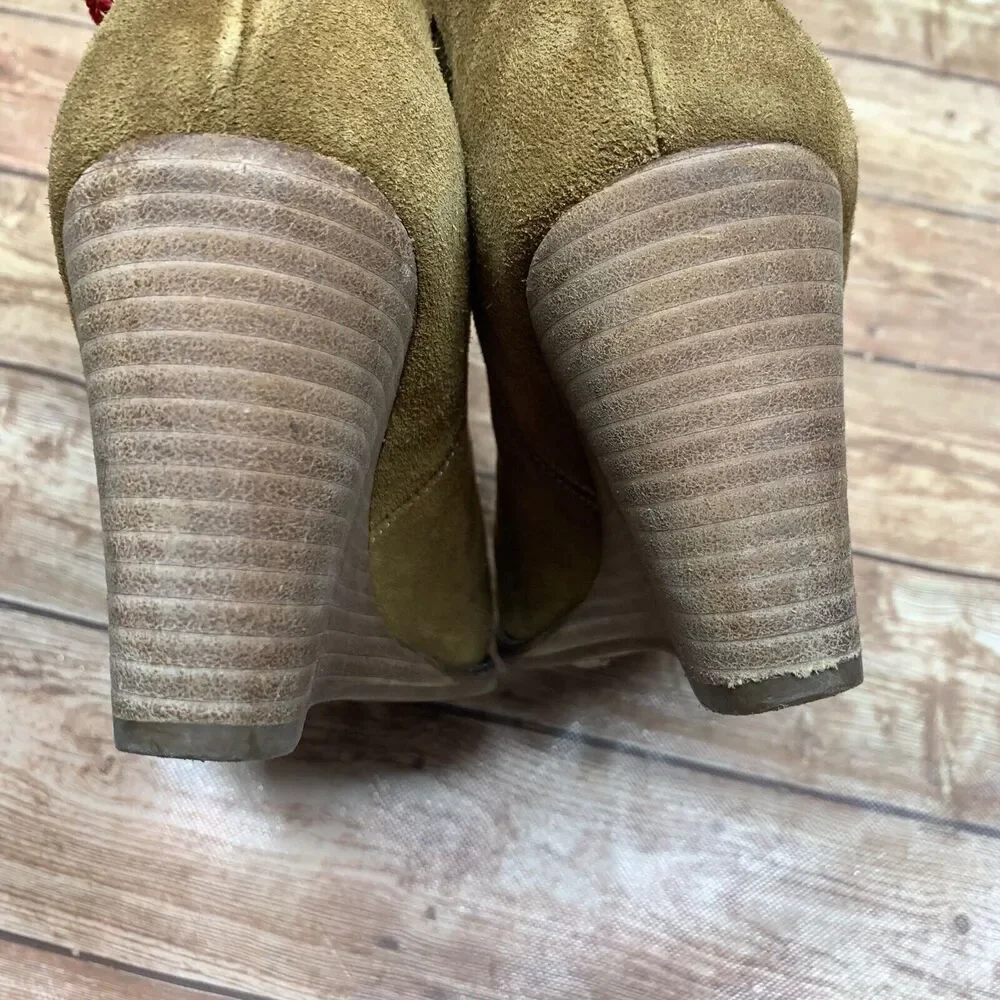 Lucky Brand Womens 9 EU 40 Yamka Chelsea Wedge Ankle Boots Booties Suede Leather